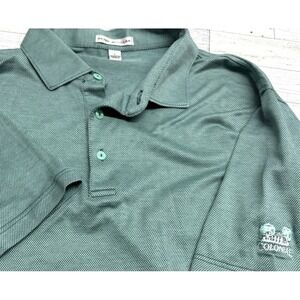 Peter Millar Polo Shirt Green MicroCheck Gingham Colonial Golf Logo Cotton LARGE